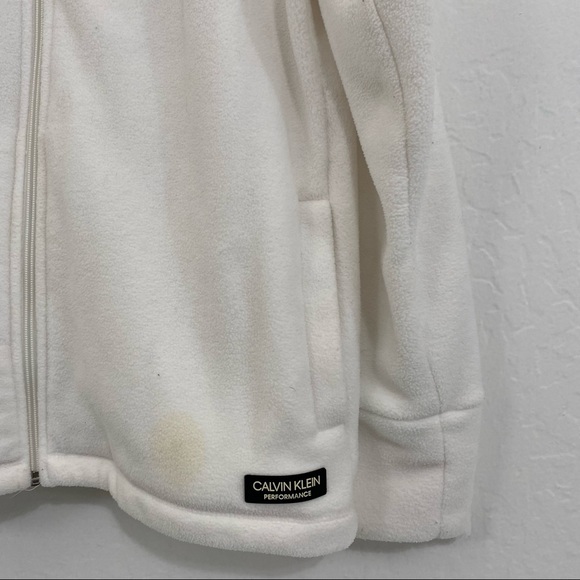 Calvin Klein Women’s L Performance White Fleece Full Zip Jacket Mock Neck - Picture 4 of 10